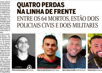 Quatro policiais morreram na ação mais letal da polícia do Rio de Janeiro, informa O Globo