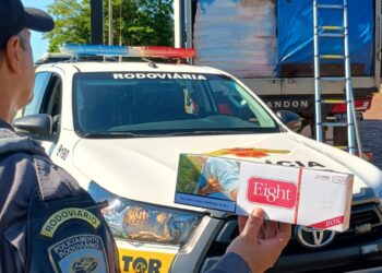 Forças de segurança apreendem carga de cigarros avaliada em R$ 1,2 milhão na SP-270